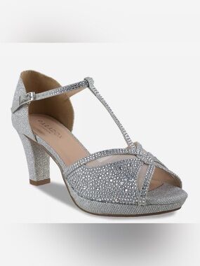Paradox London Pink Silver Glitter Nora T-Strap Platform Sandal Size 9M $75 LN